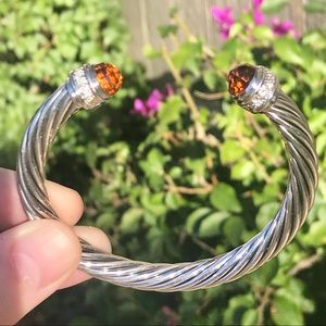David Yurman 7mm Cable Cuff w/ Citrine & Diamonds